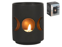 Load image into Gallery viewer, BLACK/CHARCOAL TRIPLE MOON TEALIGHT HOLDER
