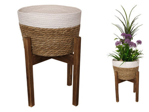 Sea Grass Planter on Wooden Stand
