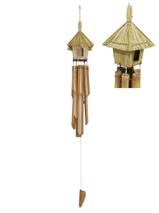Bamboo Windchime with Straw Hut Bird House