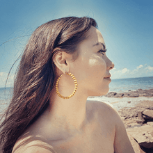 Load image into Gallery viewer, Wooden Bead Hoop Earrings by Dibora
