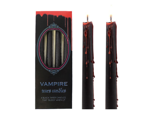 PACK OF 4 BLACK VAMPIRE TEARS CANDLES, BLEEDS RED WAX WHEN BURNING