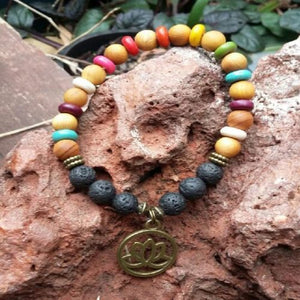 Crystal Bracelet – Lava Stone & Coloured Wood