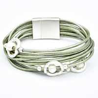Multilayer Pearl Green Bracelet by Dibora