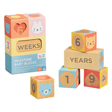 Load image into Gallery viewer, Petit Collage Wooden Milestone Baby Blocks