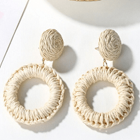 Load image into Gallery viewer, Straw Woven Earrings – Natural Dibora