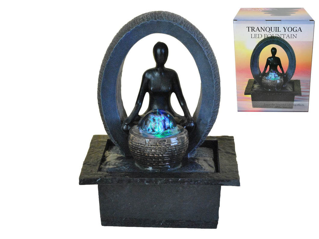 Tranquil Yoga Water Fountain with LED Lights